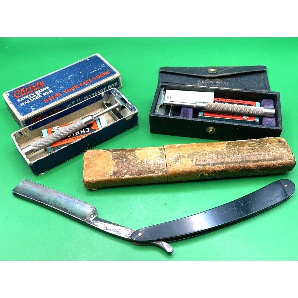 Vintage Christy Razors Shaving Men's Grooming Accessories Barber Straight Blade